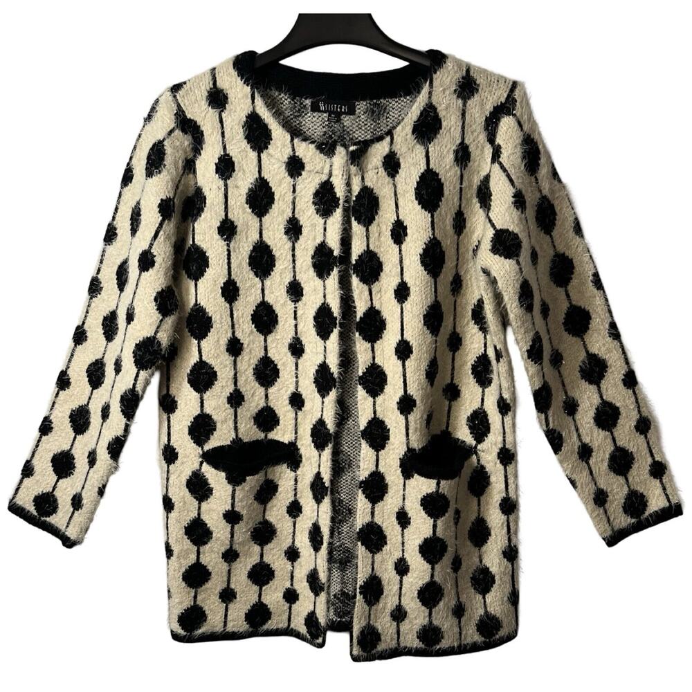 Anthropologie Black and White Polka Dot Cardigan